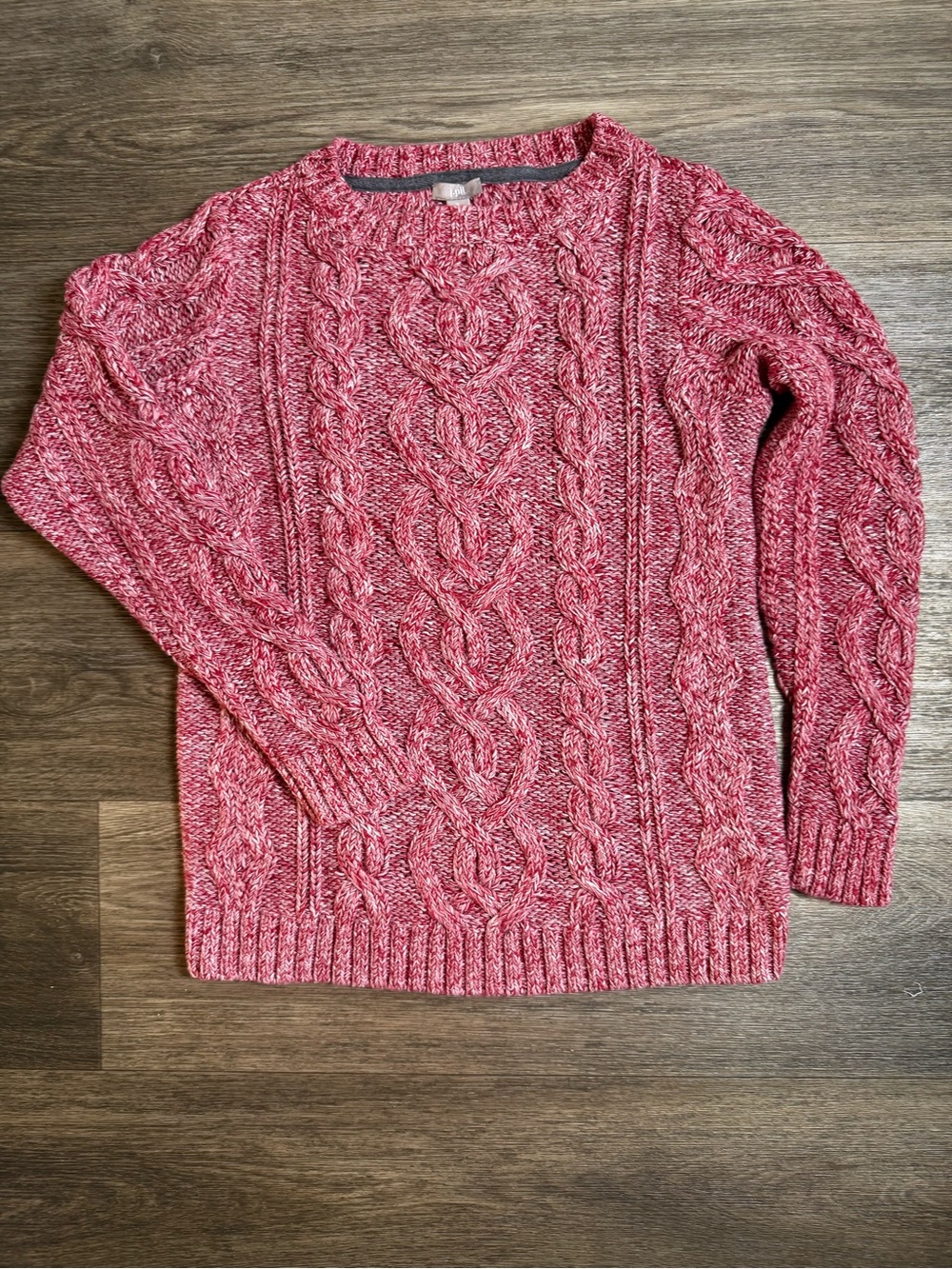 J. Jill Heathered Rose Cable Crewneck Sweater
